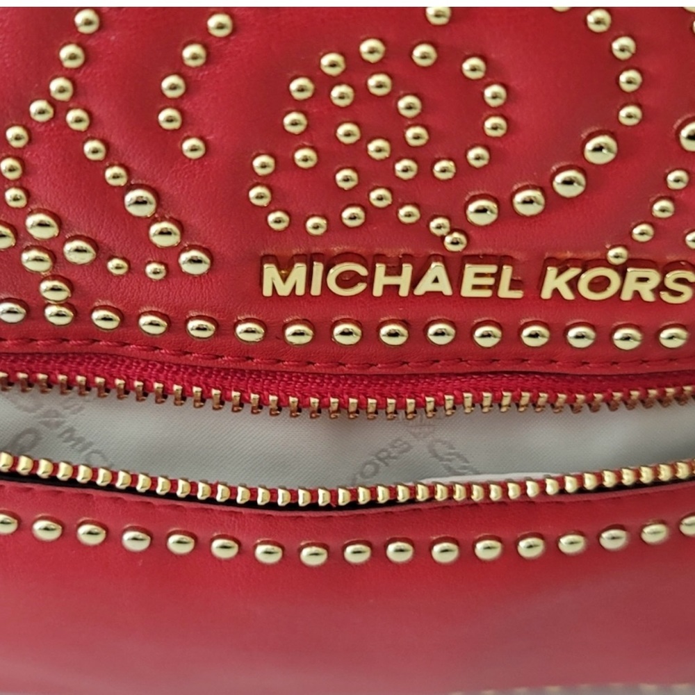 NWOT Michael Kors Rhea Studded backpack Bright Red - Picture 10 of 15
